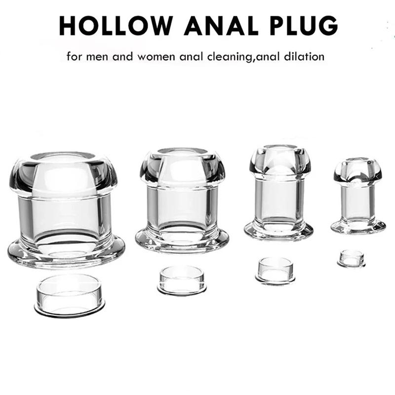 Hollow Anal Plug Silicone Tunnel Butt Plugs with Stopper Anal Dilator Anus Expansion Prostate Massage Sex Toys for Women Men Gay