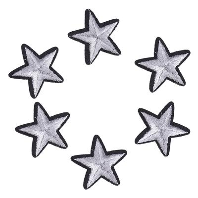 6 db Díszítő Folt Hímzett Szövet Felvarrható Anyagra Inghez Kalaphoz DIY Javító Kézműves #Ezüst Csillag
