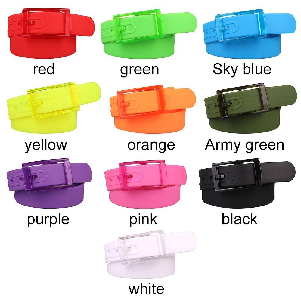 Fashion Women Candy Color Unisex Silicone Belt Square Pin Buckle Belts for Jeans Pants Chic Luxury Brand Waistband
