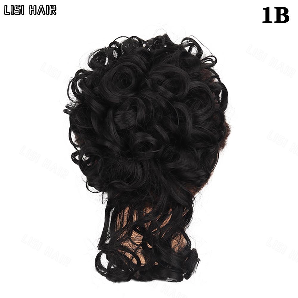 

LISI HAIR 1 шт., растрепанные волосы, булочка, эластичный шнурок, свободные большие вьющиеся синтетические короткие булочки, наращивание хвоста для женщин, одежда для косплея 25cm
