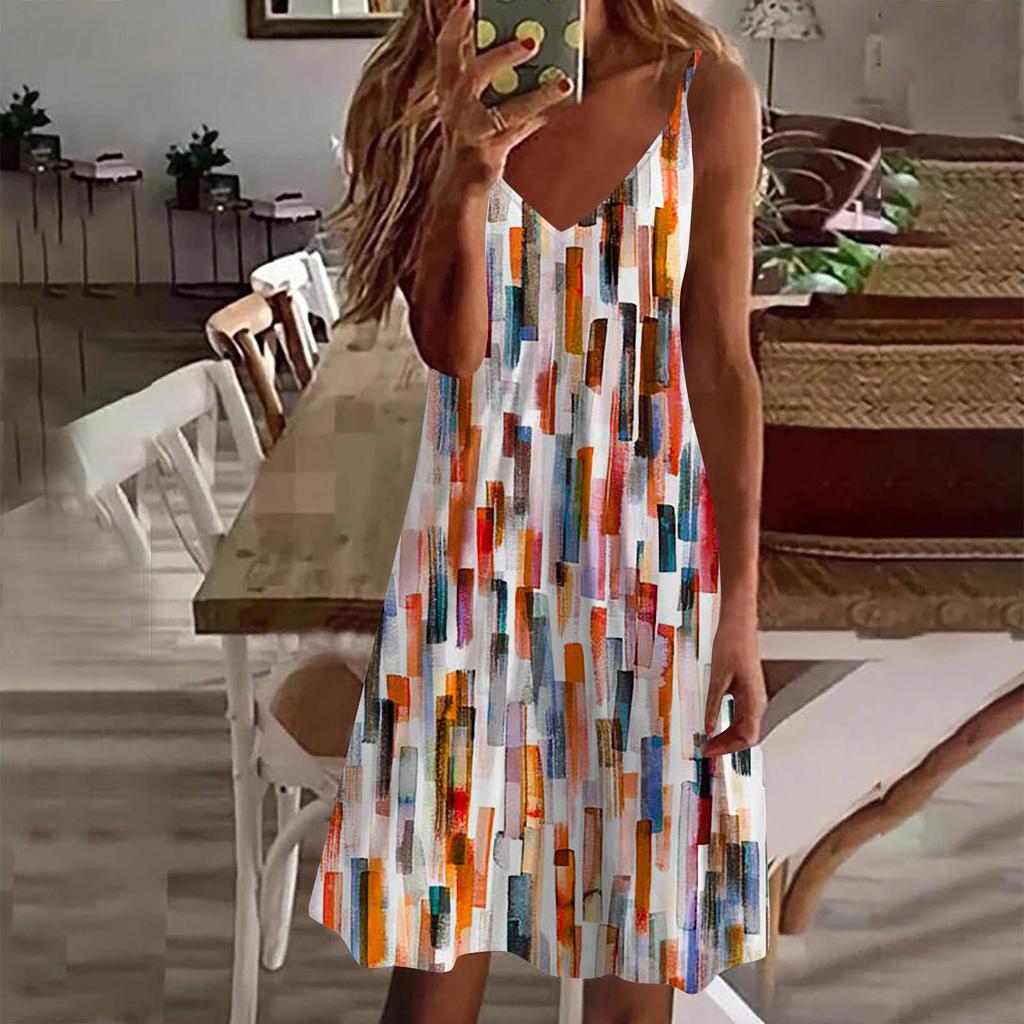 Damenkleid Lässig Print Strandrock Sommerkleid