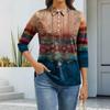 Women's Fashion Casual Lapel Short 3/4 Sleeve Print Shirt Women's Button Up Tops