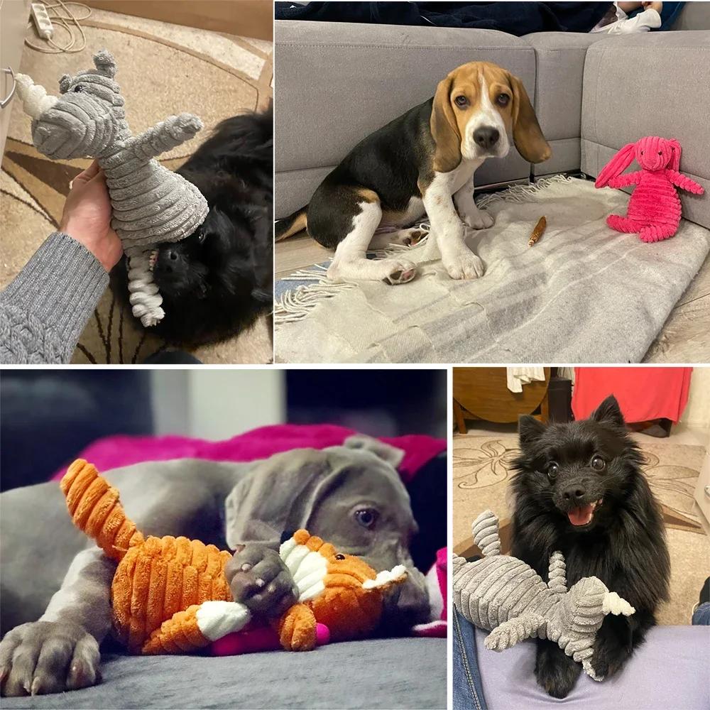 Plüsch-Hundespielzeug in Tierform, bissfest, quietschendes Spielzeug, Cord-Hundespielzeug für kleine und große Hunde, Welpen, Haustier-Trainingszubehör