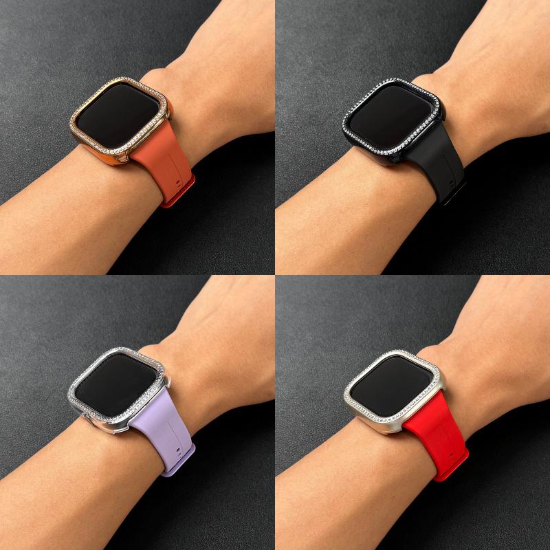 2pcs Set For Redmi Watch 5/6 Sport Band Crystal Hollow Protective Case Classic Business Breathable Solid Color Strap
