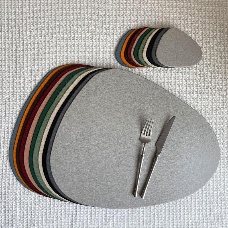 Pebble Faux Leather Triangle Placemat - Waterproof, Oil-proof, Heat Insulation, Christmas Decorative Mat