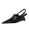 Fashion Wedge Strange Style High Heels Women Sexy Point Toe Backstrap Sandals Covered Head Design Party Dress Mules Shoes Women Pumps