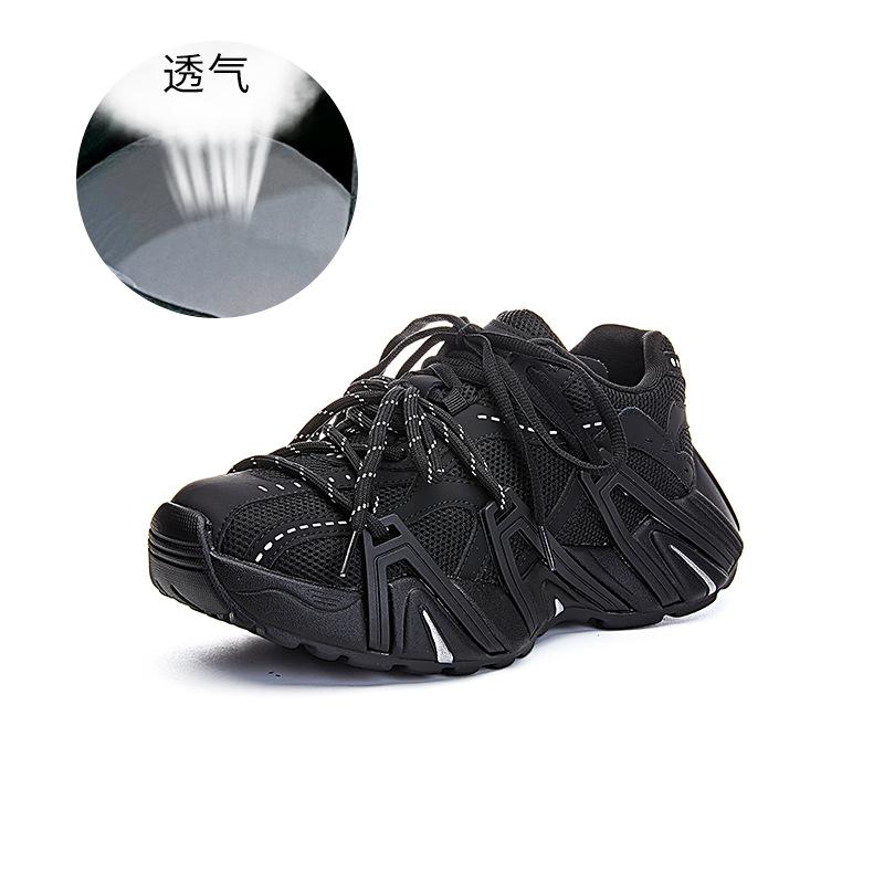 

Leather dad shoes women s 2025 spring new retro platform heightening sports shoes versatile shoes children s casual women s shoes 40 чорний