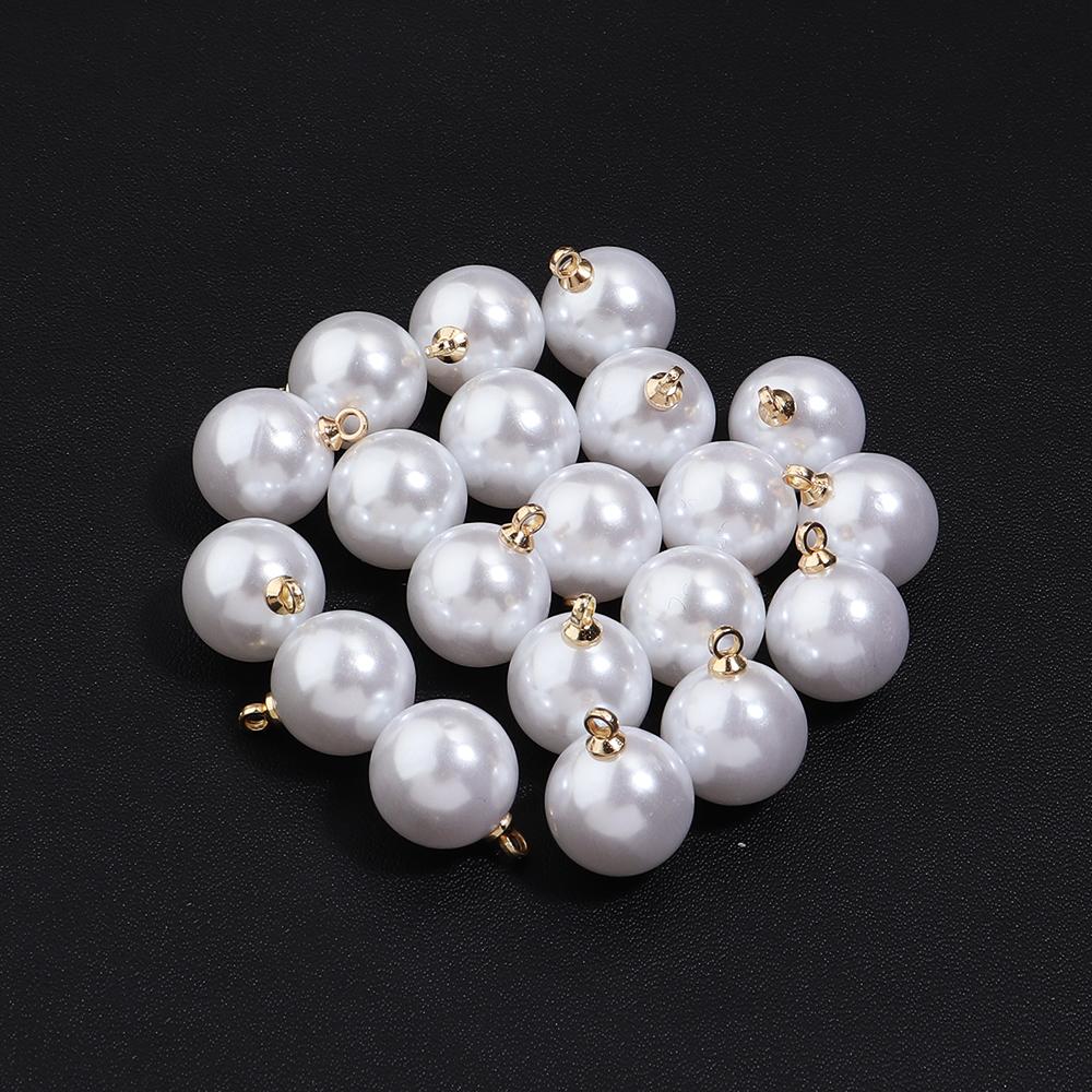 10-20 pcs/lot 6-20mm Round ABS Imitation Pearl Beads Pendant Beige White Charms For Jewelry Making DIY Fashion Necklace Earrings