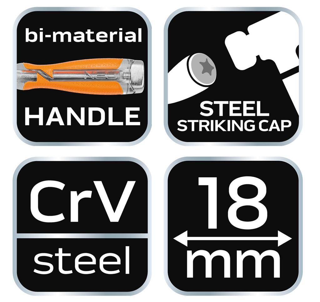 18mm chisel, CRV, two-component handle