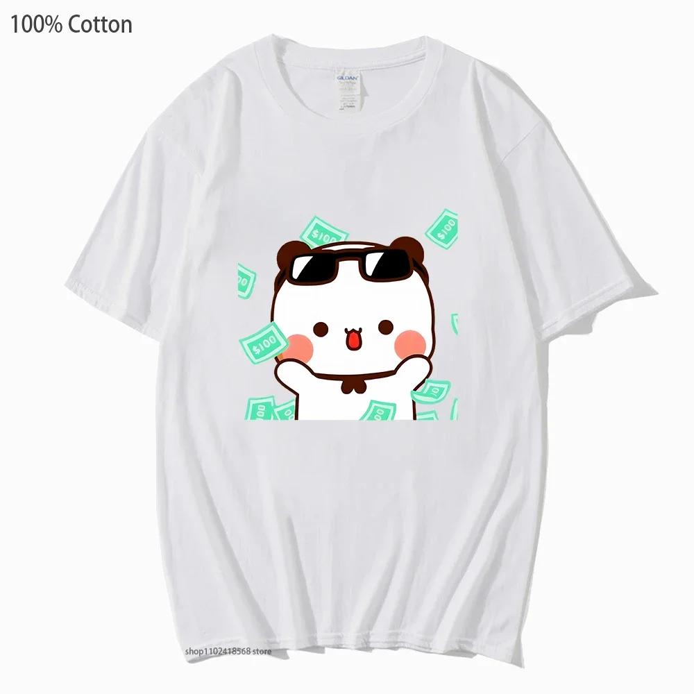 Cute Bubu and dudu Is So Rich Millionaire T-Shirts for Men Women Couple clothes Cotton Tops Panda Bear Tees Casual