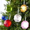 Plastic Christmas Tree Hanging Ornaments With Glitter Gem Accents In Square And Round Shapes For Festive Seasonal Decoration Use