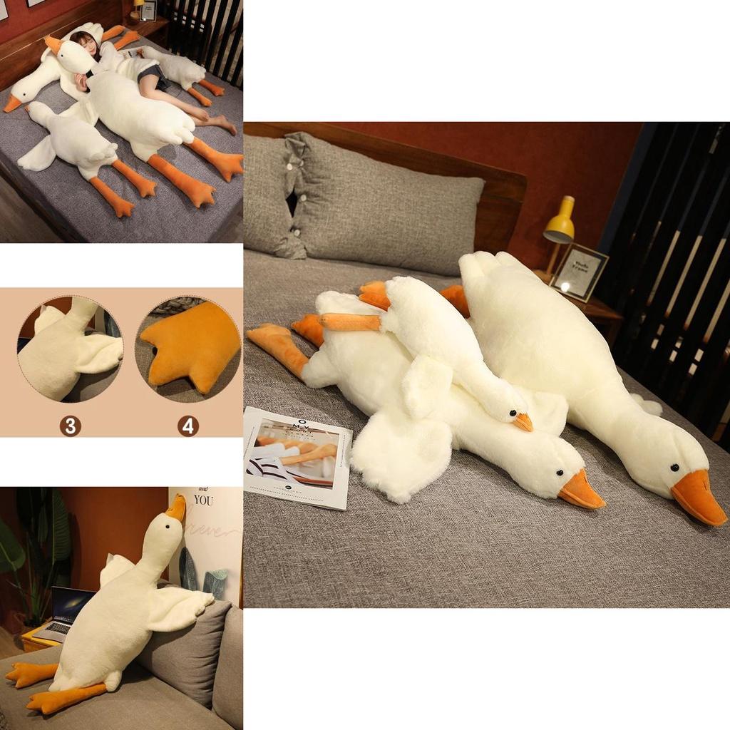 Huge 19.7/35.4/51.2in White Goose Plush Sleeping Toy Cushion For Kids