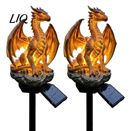Medieval Dragon Decoration Solar Gorilla Garden Statue Light, Gothic Resin Outdoor Lantern Sculpture, Shaped Light Fantasy Decor for Yard Patio,