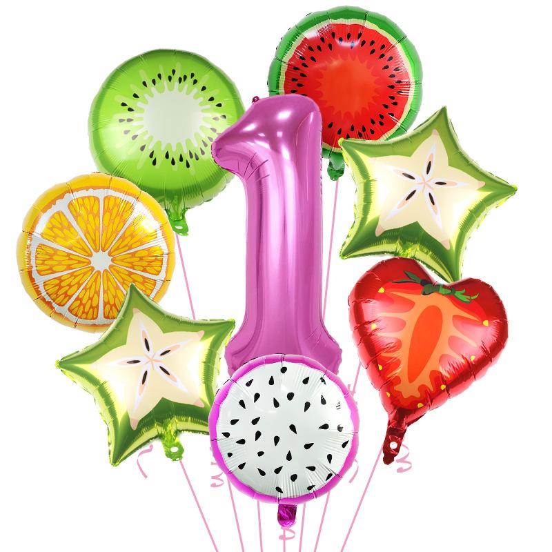 Fruit Aluminum Film Balloon Set Summer Cool Pool Party Decoration Children'S First Year Scene Arrangement Photo