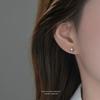 F5870-Trendy Octagram Zircon Stud Earrings for Women S999 Pure Silver Versatile Personality High Street Style Sterling Silver