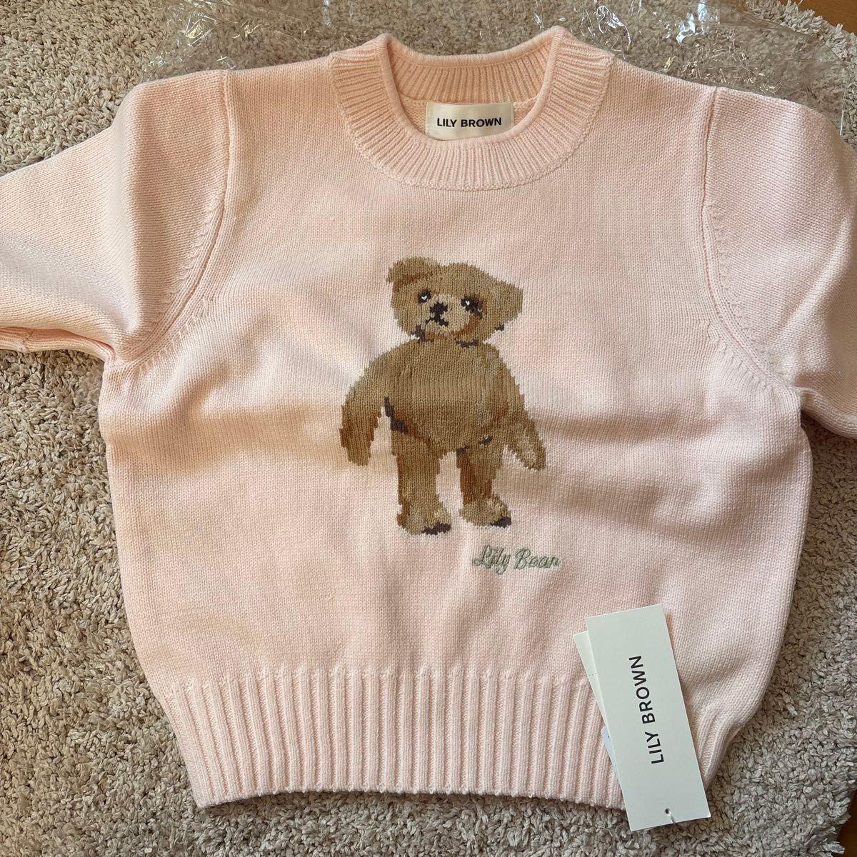 LILY BROWN Lily Bear Knit Pullover Pink Short Sleeve One Size Fits Most Knit