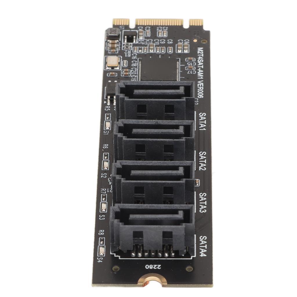 M.2 NVME To SATA Adapter Card Drive Free Plug and Play M2 KEYM NVME PCIE To 4 Port SATA3.0 Expansion Card