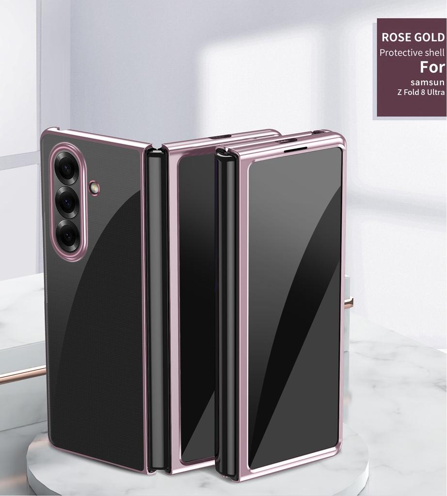 Electroplated Transparent Phone Case For Samsung Galaxy Z Fold 3 4 5 6 7 8 Ultra ZFold7 Fold6 5G 2-piece Set Plating Clear Cover