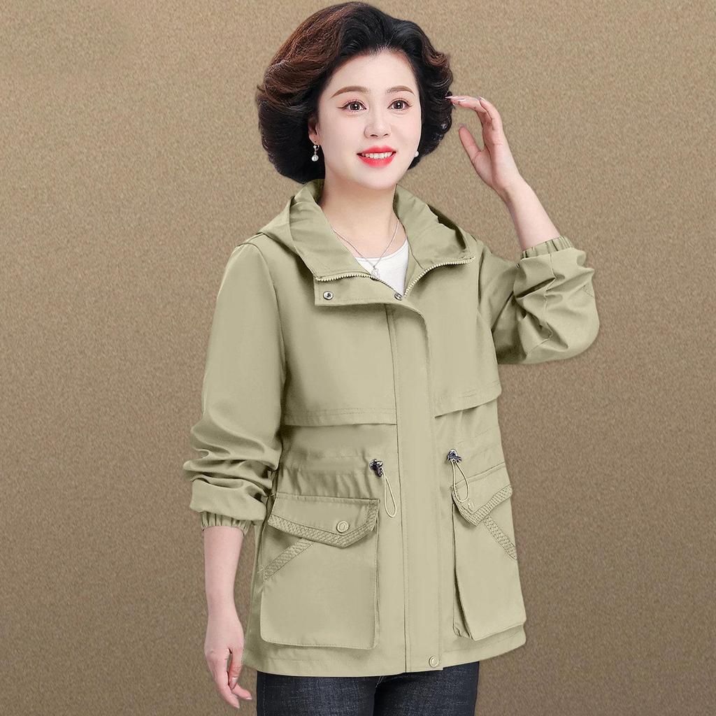 Noble Lady Spring-Autumn Hooded Jacket for Middle-Aged and Elderly Women - 2026 New Style