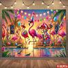2D Flamingo Pool Party Backdrop Summer Luau Photo Booth Background