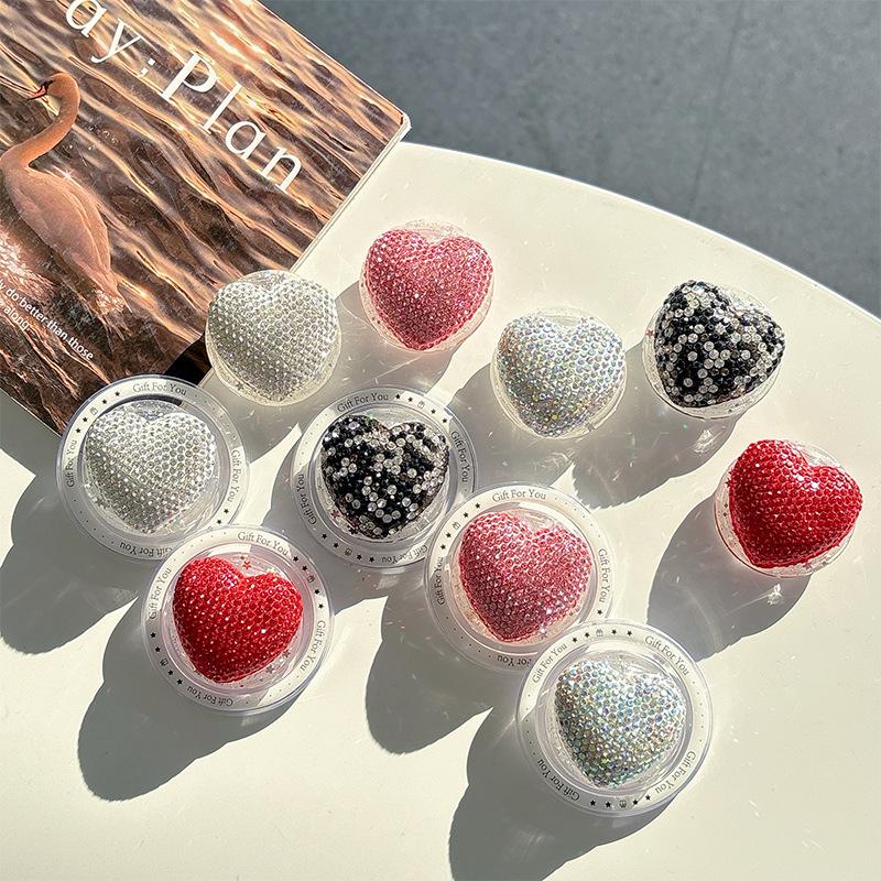 Colorful Rhinestone Heart Phone Holder: Magnetic Magsafe, Desktop Stand, Finger Ring, Portable Airbag.