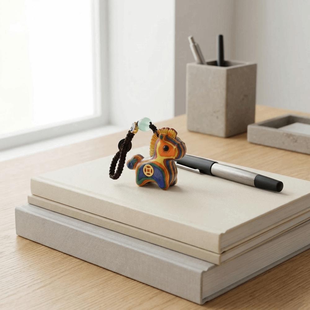 Wooden Horse Keychain Traditional Horse Pendant Chinese Style Mobile Phone Chain  Year of The Horse