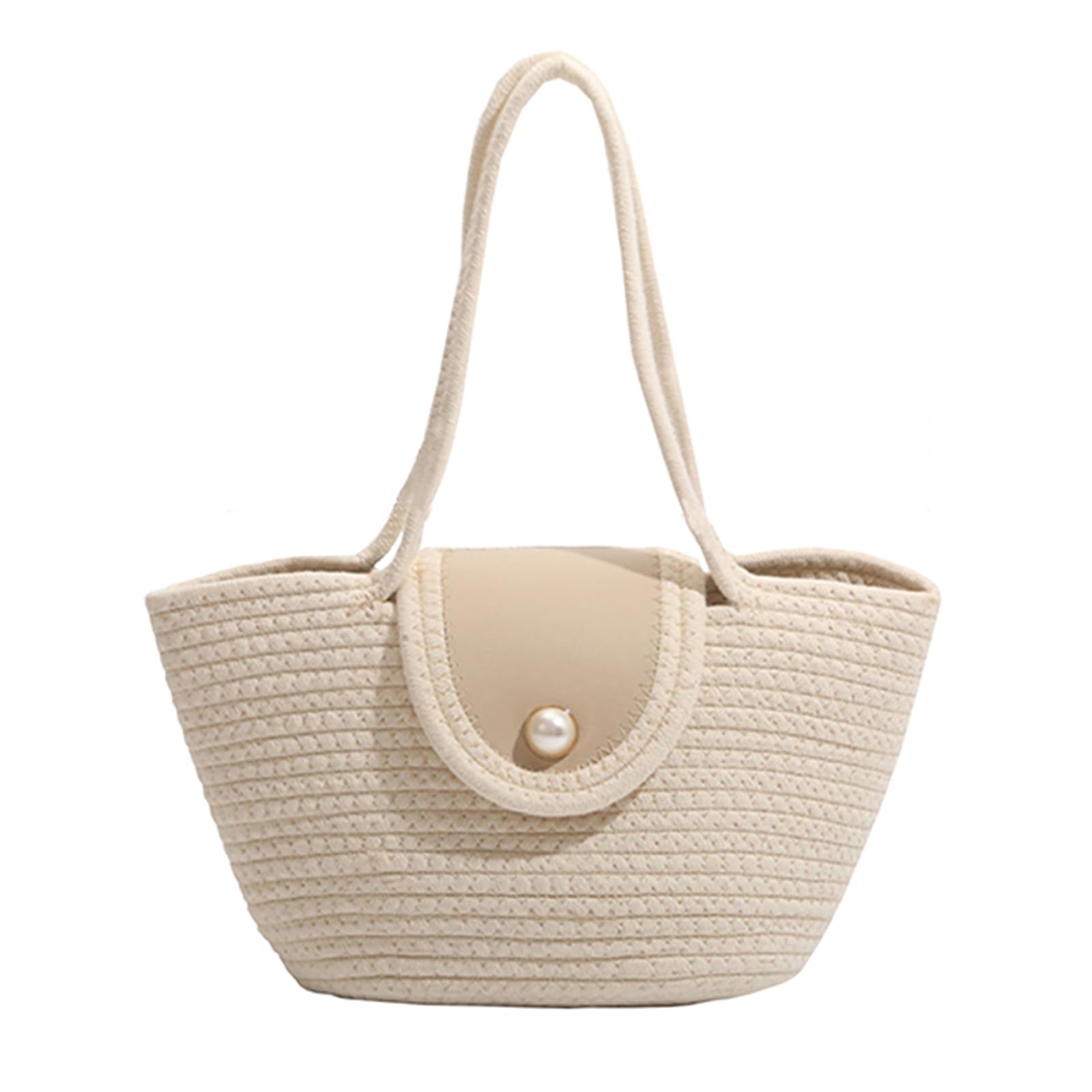 [zuevichn] Женская летняя вязаная сумка-тоут, легкая, стильная и простая вязаная сумка через плечо (бежевый)