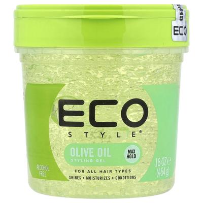 Eco Style, Stylinggel, Maxstadga, För alla hårtyper, Olivolja, 454g (16 oz)