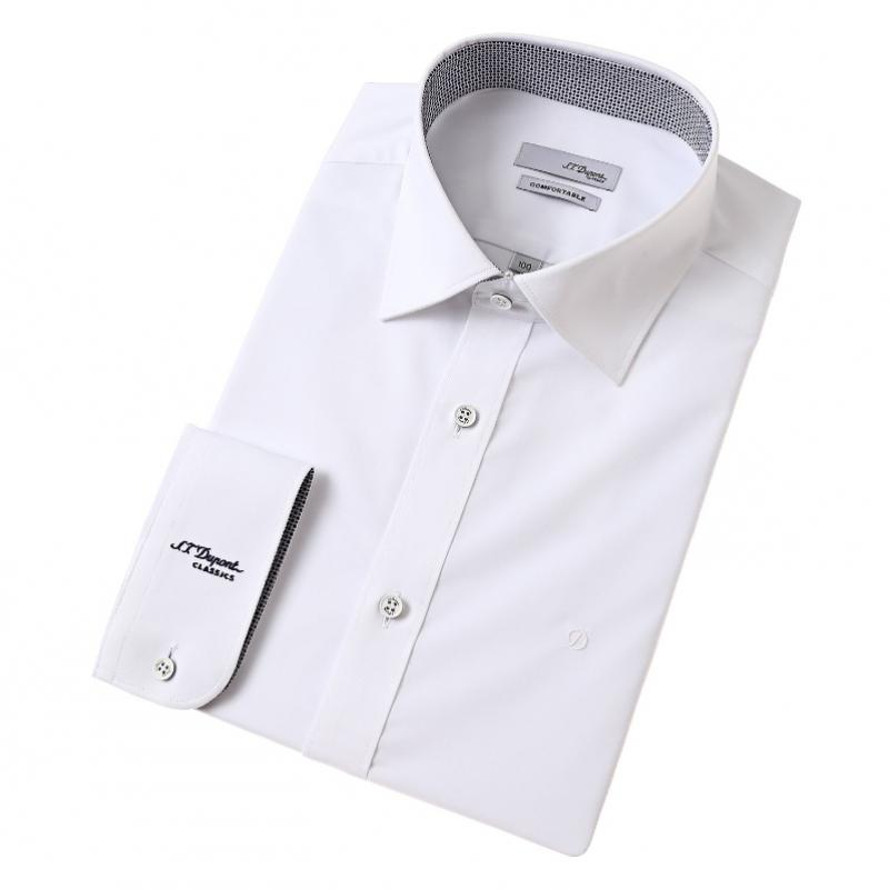 S.T. Dupont Long Sleeve Slim Fit Stretch Spandex White Shirt Se5fm22ls922swh 