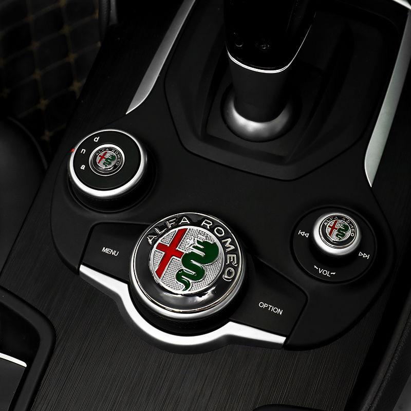 EKQNR1 3D Zinc Alloy Car Central Control Console Knob Logo Sticker Decoration Fit Alfa Romeo Giulia Stelvio