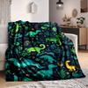 1pc Dino Jungle Blanket, Lightweight Flannel Throw Blanket for Sofa, Bed, Travel, Camping, Living Room, Office, Couch058