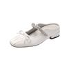 Silk Rhinestone Bow Square Head Heightening Bag Head Half Slippers Women Wear New Thick Heel Cool Slippers