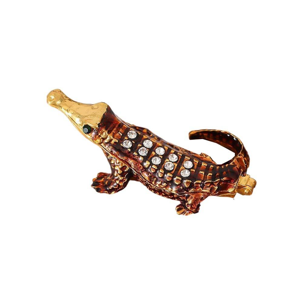 

Zinc Zinc Alloy Enamel Jewelry Box Magnetic Ring Display Case Jewelry Box Crocodile Mini Organizer Gift Style 2