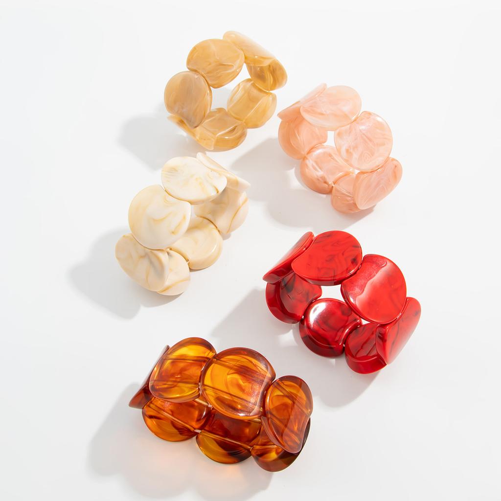Exaggerated Wind Smudged Resin Circular Arc Splicing Bracelet, Fashionable Geometric Acrylic Bracelet For Women