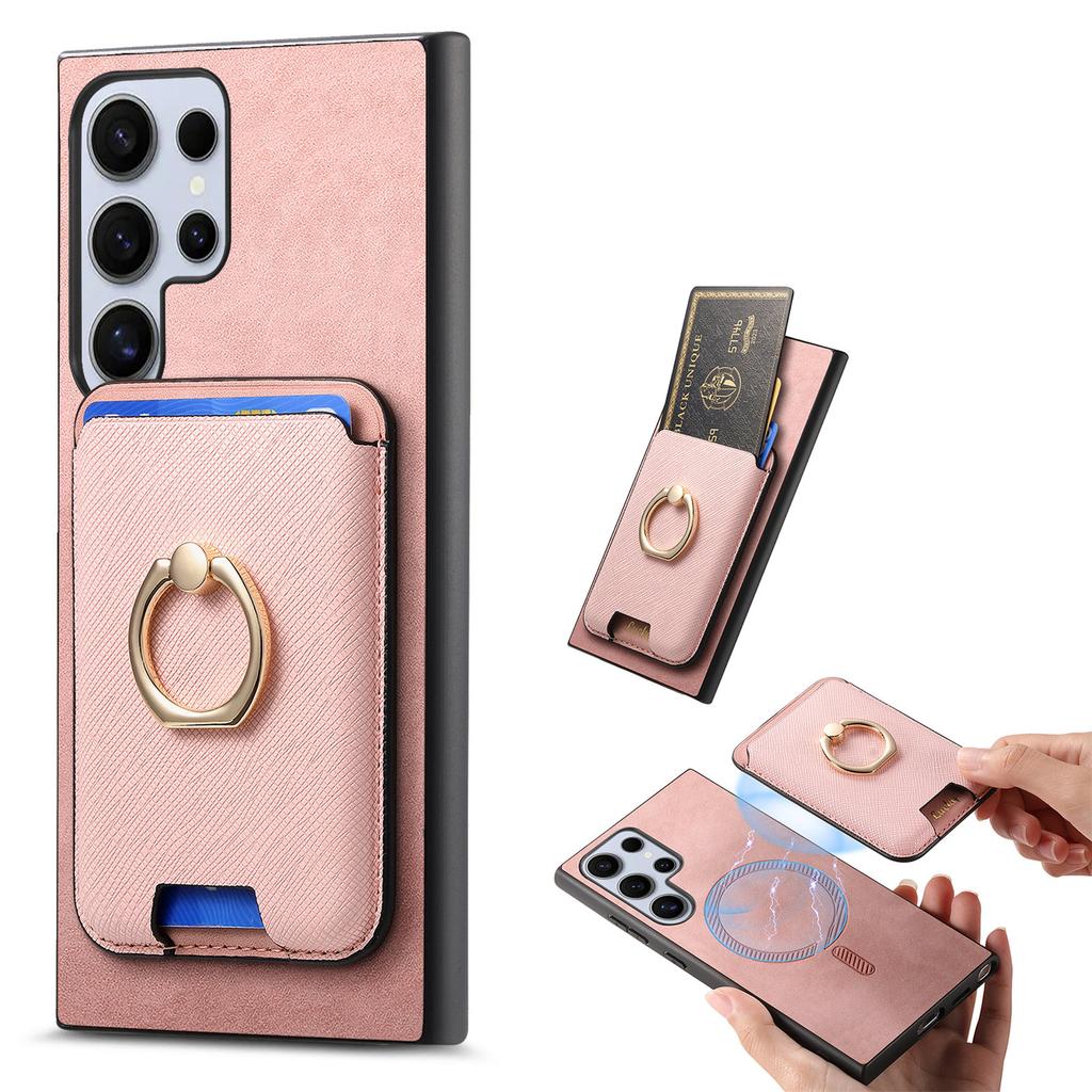 2 in 1 Detachable Cards Solt Wallet Leather Ring Holder Case For Samsung Galaxy S25 Ultra S24 FE S23 Plus A16 A55 A15 A56 Cover