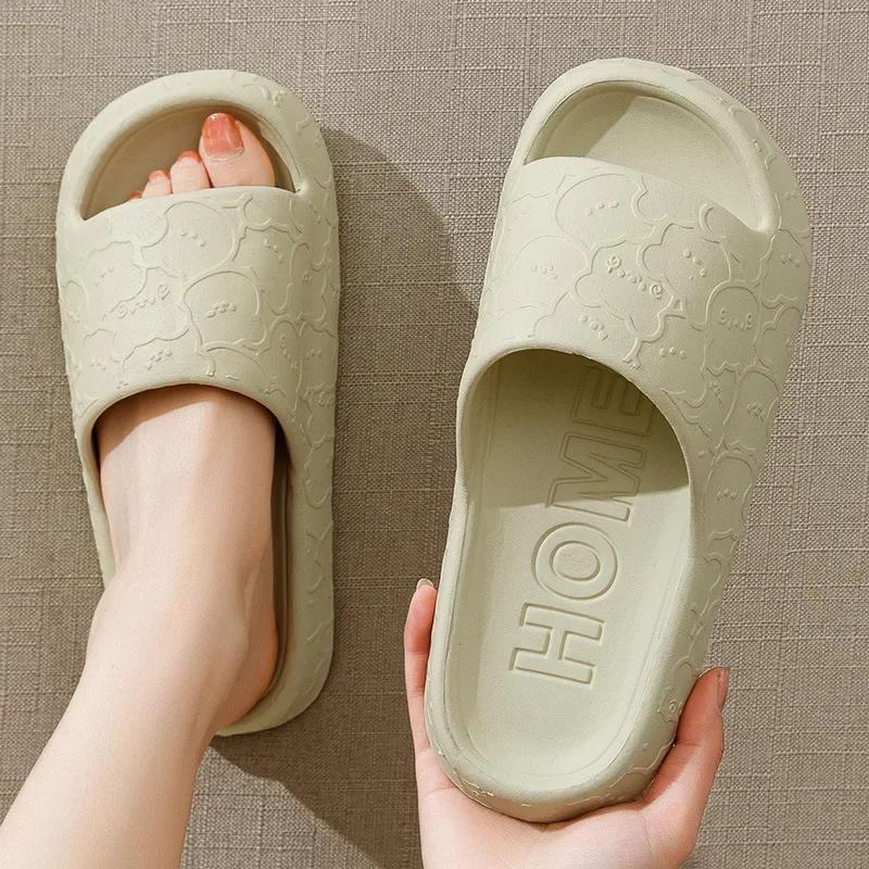 Fashion Women Soft Sole House Slippers 2024 Summer Beach Thick Platform Slipper Sandals Women Korean Eva Slippers Couple Home Flip Flop
