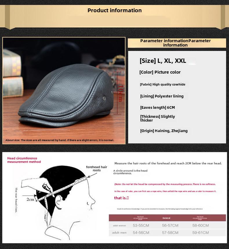 Pánská kachní čepice z pravé kůže s ochranou uší - Vysoce kvalitní hovězí kůže, podzimní/zimní styl