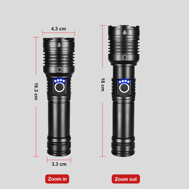 Ultra Bright 100000 Lumens LED Flashlight Rechargeable Handheld Torch High Power LED Flash Light Zoom Portable Lantern 26650