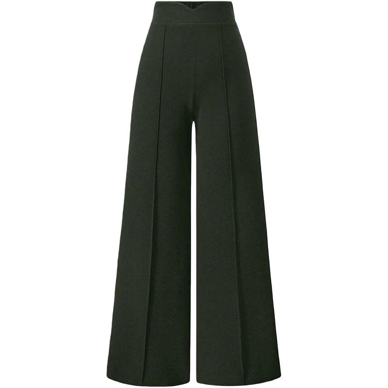 

Retro High-Waist Wide-Leg Floor-Length Pants for Women - Solid Color, Spring Collection XX-Large