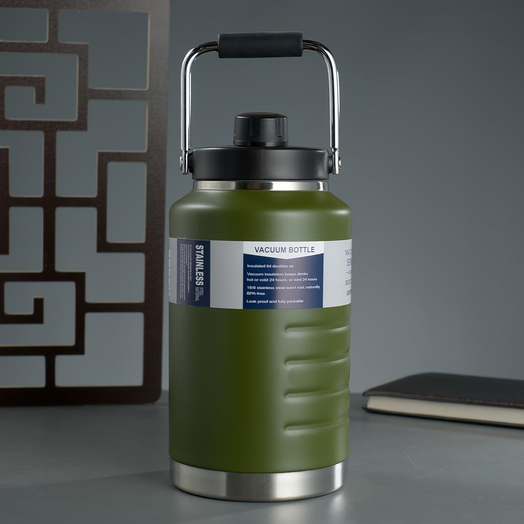 Borraccia Termica Acciaio Inossidabile 304 Grande Capacità 2L Portatile Jug Sportivo Termos Portatile Secchiello Acqua TonTon