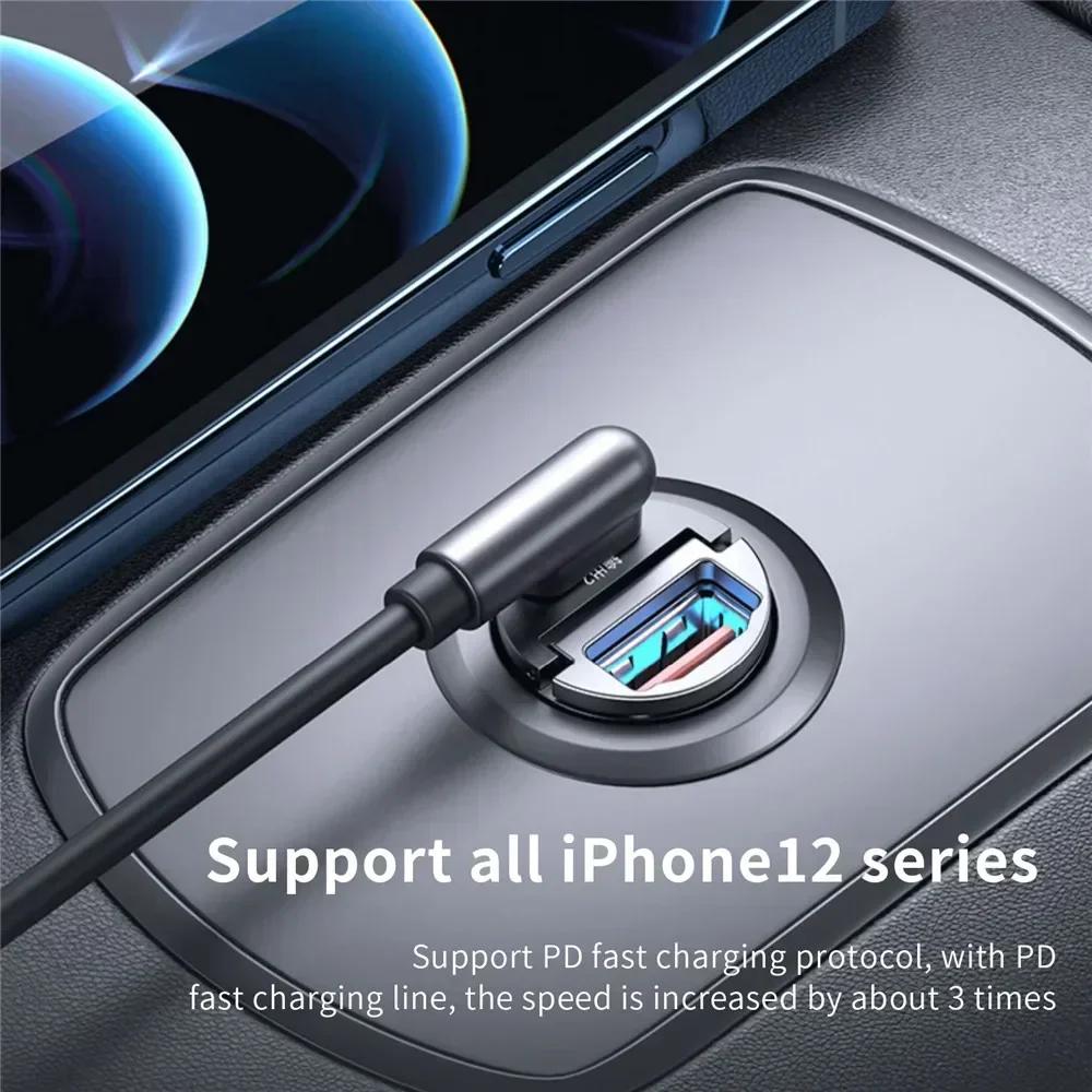 100/200W Mini Car Charger PD Type C Fast Charging For IPhone QC 3.0 USB C Car Mobile Phone Charger For Samsung Xiaomi Huawei