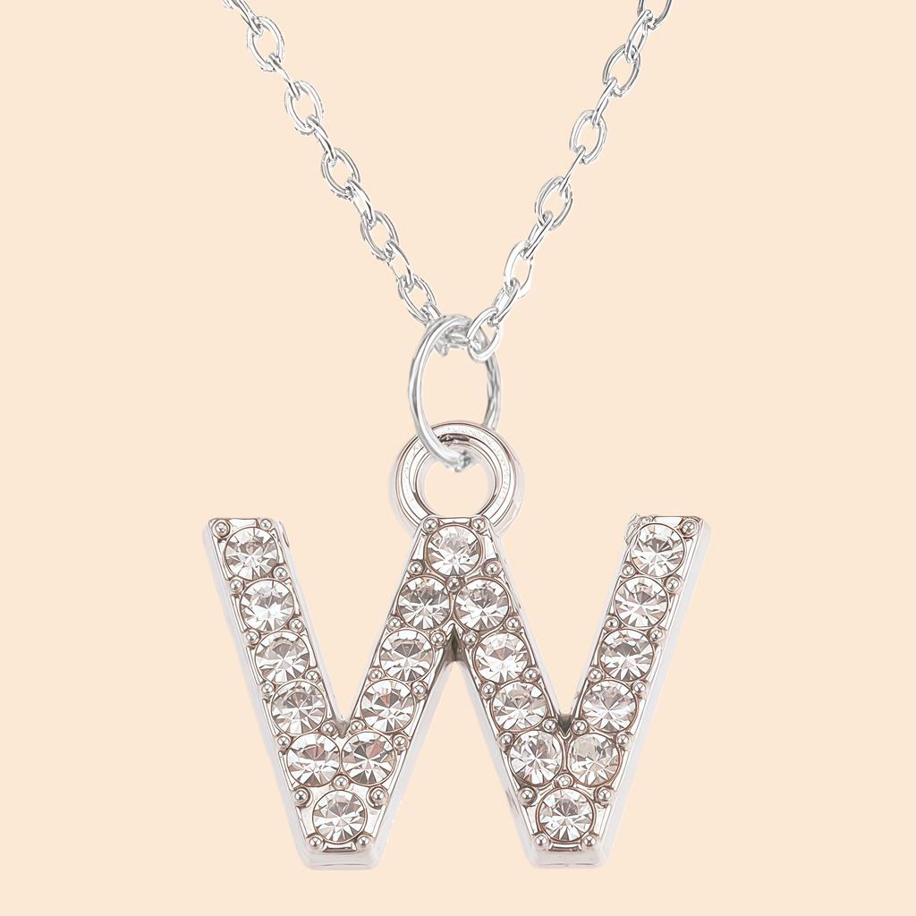 Shining Zircon A-Z Letter Pendant Necklace 26 Initial Alphabet Clavicle Chain For Women Valentine's Day Party Jewelry Gift