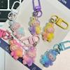 2Pcs Cartoon Gradient Labubu Keychain Cute Mascot Pendant Bag Charm Resin Keyring Gift Jewelry Accessory