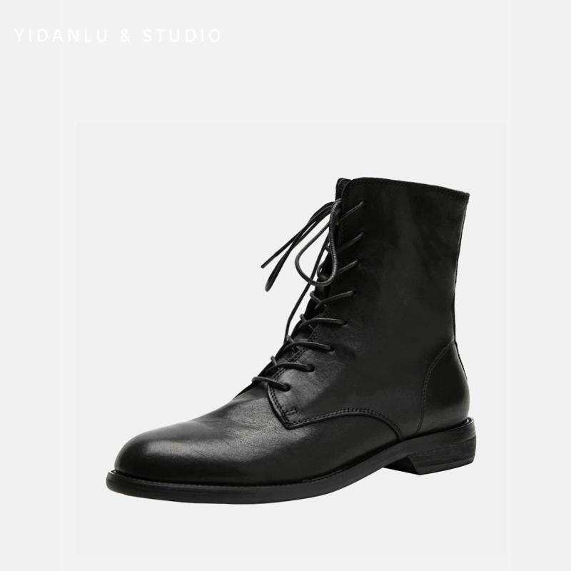 New Ladies Uniform Leather Boots Black Versatile Women's Causal Ankle Boots School Performance Woman Fashion Boots Simple