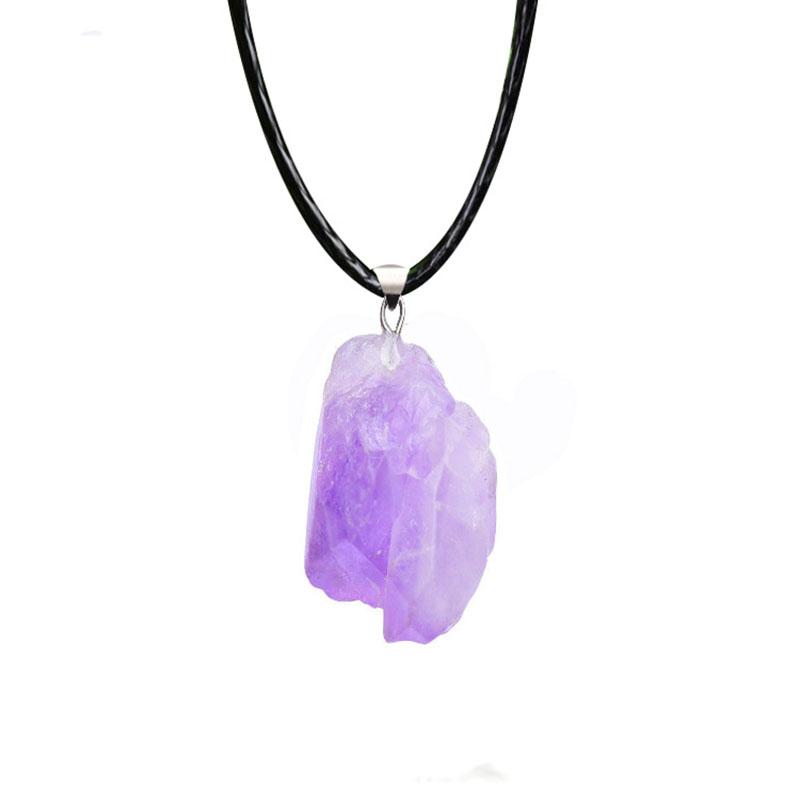 Irregular Amethyst Healing Natural Gemstone Necklace Irregularity Crystal Silver Chain Necklace Charms Pendant Necklace