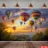 2D planar hot air balloon tapestry wall sticker - Vibrant sunset sky, combined with colorful balloons and castle sceneryDJH