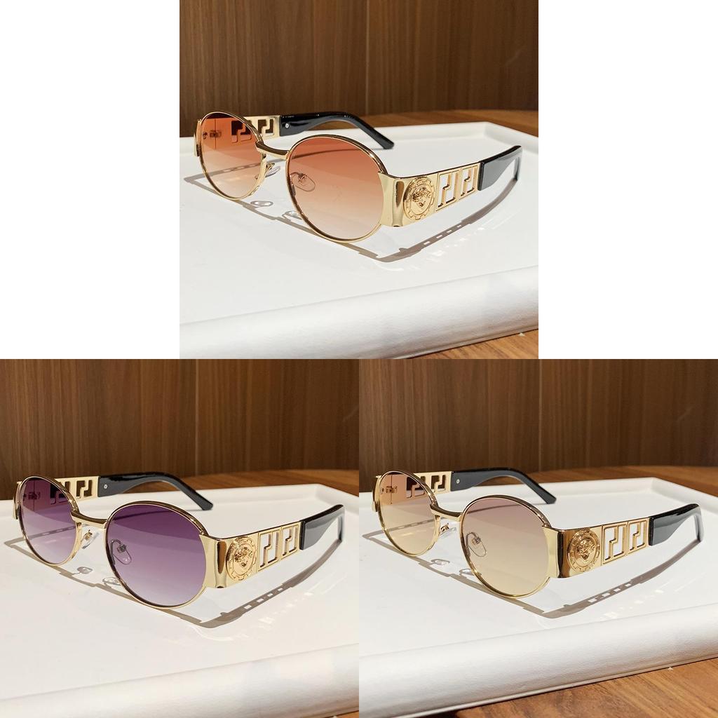 Metal Oval Frame Sunglasses With Pc Lenses For Fashionable Sun Protection And Outdoor Activities