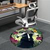 1pc Black Cat Pattern Carpet, Round Non Slip Durable Large Size Office Carpet, Suitable for Office