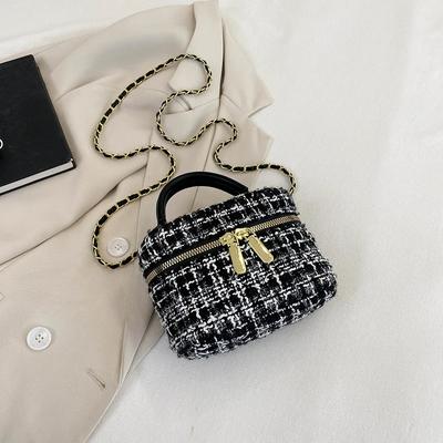 Elegantní dámská taška Tweed Small Chain Bag Trendy Všestranná taška přes rameno Vlněná taška Crossbody Módní jaro Novinka