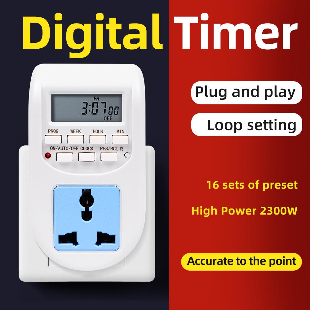 Programmable Digital Timer Switch EU Plug Weekly Day Hour Setting for Kitchen Appliance Electronic Timing Socket Outlet